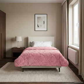 Vidaxl winter dekbed 140 x 220 cm winter roze ademend