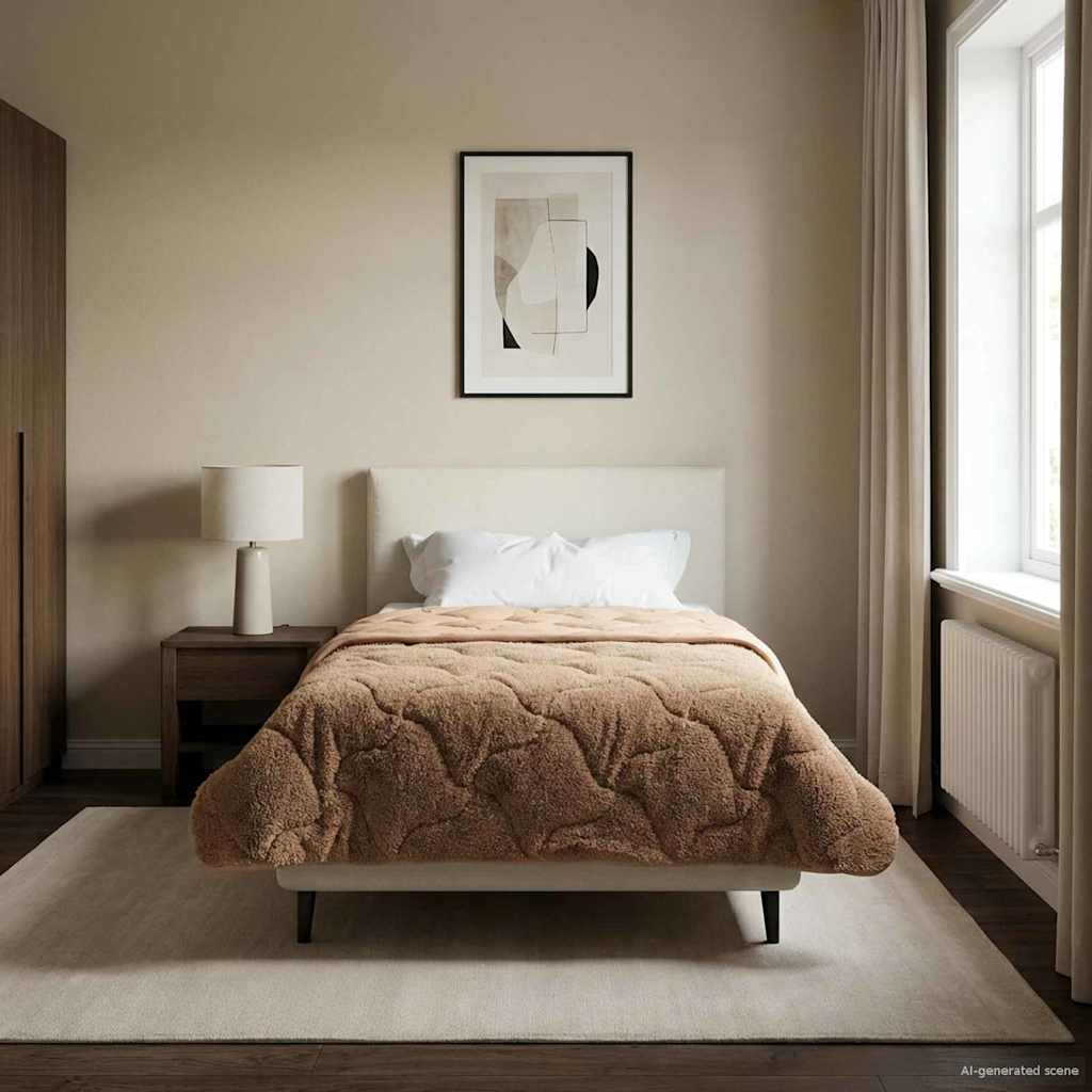 Vidaxl winter dekbed 135 x 200 cm winter taupe ademend