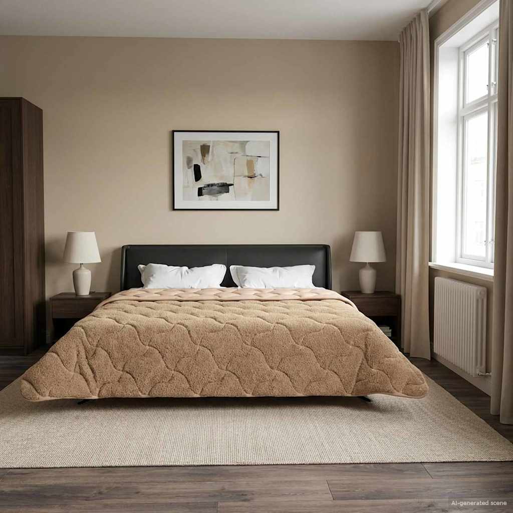 Vidaxl winter dekbed 240 x 260 cm winter taupe ademend