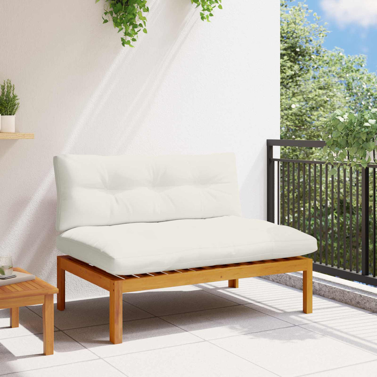 Vidaxl tuin midden sofa natuurlijk en crème wit acaciahout