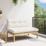 Vidaxl midden sofaset licht acacia en crème wit acaciahout