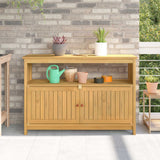 Vidaxl tuin console tafel met opslag licht acacia 110 x 35 x 75 cm