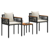 Vidaxl buitenmeubelset met kussen zwart en cream wit poly rattan