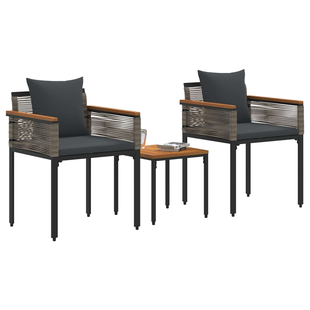 Vidaxl buitenmeubelset met kussen grijs en donkergrijs poly rattan