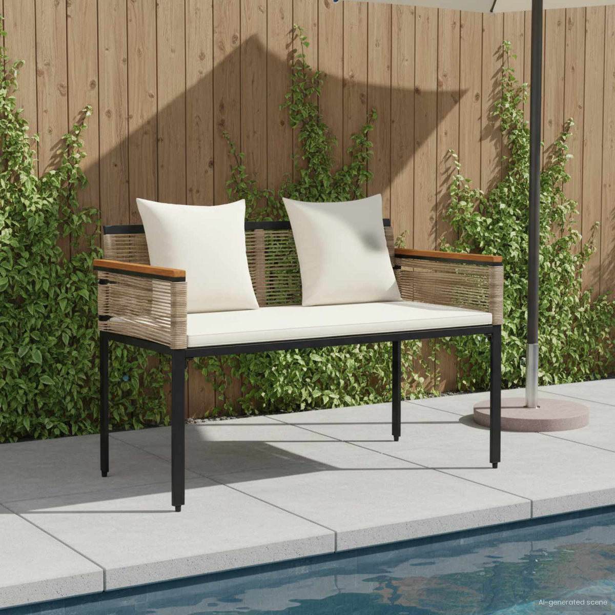 Vidaxl tuinbank 2 -seater 117 x 54 x 74.5 cm poly rattan