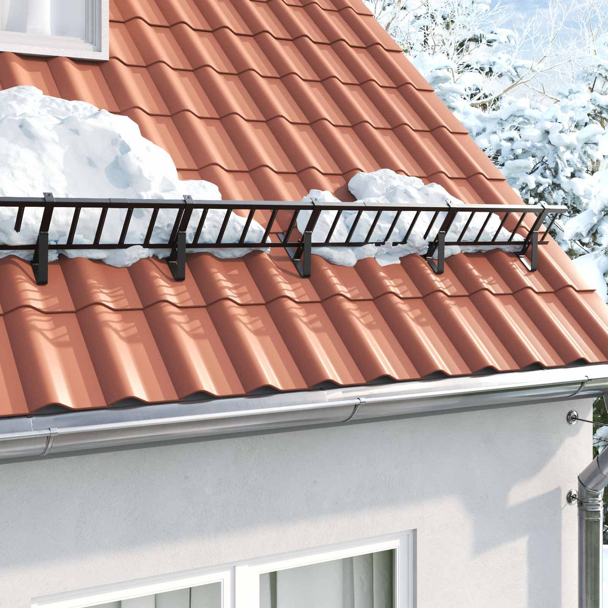 Vidaxl dak sneeuwbeugel zwart 300 cm staal