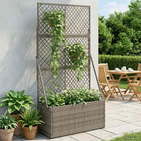 Vidaxl tuindruppel met trellis grijs 70 x 30 x 135 cm poly rattan