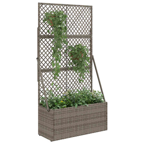 Vidaxl tuindruppel met trellis grijs 70 x 30 x 135 cm poly rattan