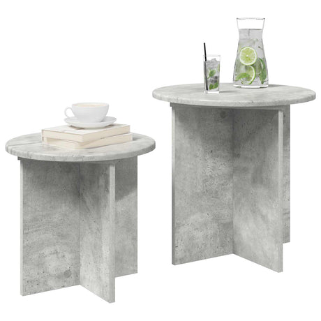 Vidaxl bijzettafelset 2 st betongrijs ø 45 x 45 cm geconstrueerd hout