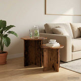 Vidaxl bijzettafelset 2 st oud hout ø 45 x 45 cm geconstrueerd hout