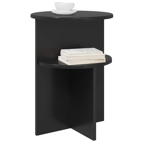 Vidaxl bijzettafel met opslag zwart eiken ø 39,5 x 55 cm bewerkt hout