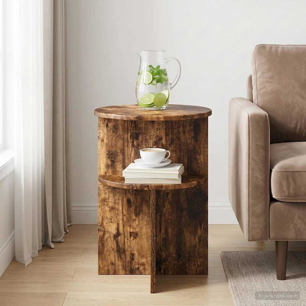 Vidaxl bijzettafel gerookt eiken ø 39,5 x 55 cm bewerkt hout