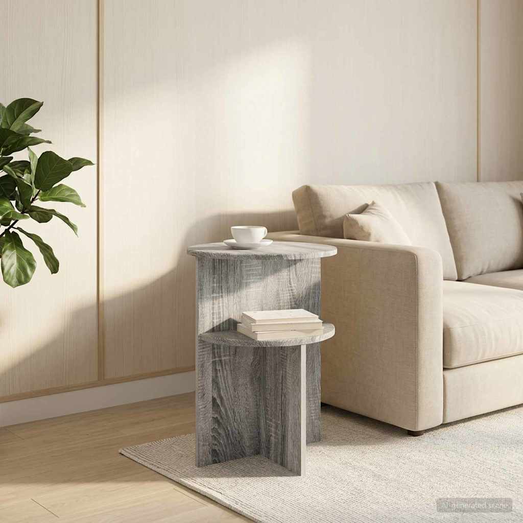 Vidaxl bijzettafel met opslag grijs sonoma ø 39,5 x 55 cm bewerkt hout