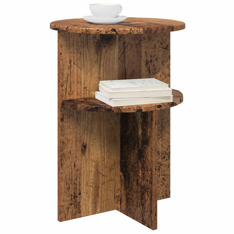 Vidaxl bijzettafel met opslag oud hout ø 39,5 x 55 cm bewerkt hout