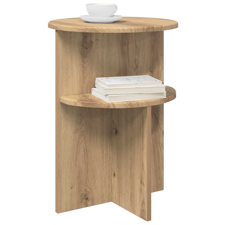Vidaxl bijzettafel artisanaal eiken ø 39,5 x 55 cm bewerkt hout