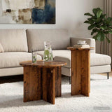 Vidaxl bijzettafelset 2 st oud hout ø 45 x 35 cm bewerkt hout