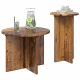 Vidaxl bijzettafelset 2 st oud hout ø 45 x 35 cm bewerkt hout