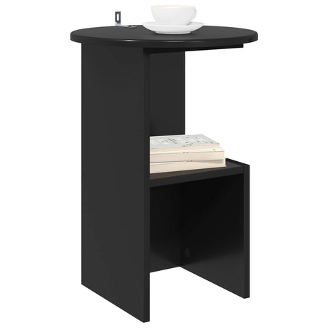 Vidaxl bijzettafel zwart eiken ø 39,5 x 55 cm bewerkt hout