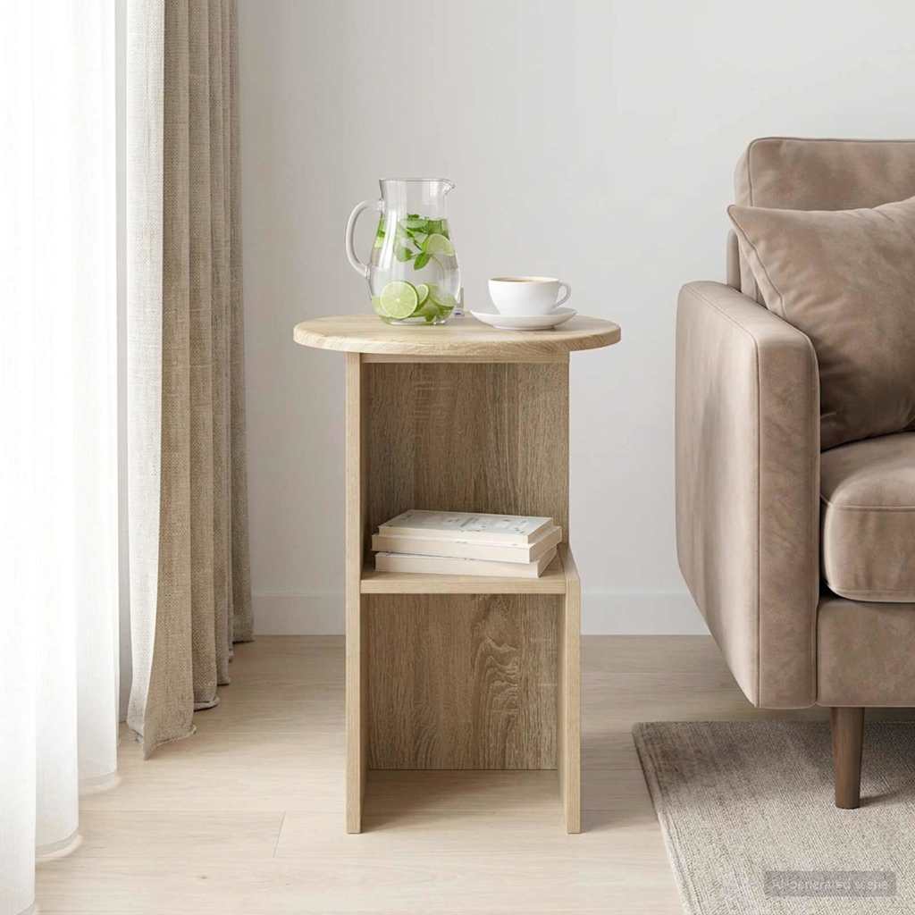 Vidaxl bijzettafel sonoma eiken ø 39,5 x 55 cm bewerkt hout