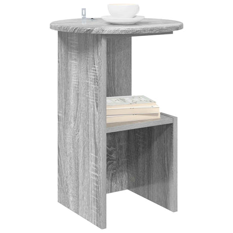 Vidaxl bijzettafel grijs sonoma ø 39,5 x 55 cm bewerkt hout