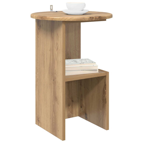 Vidaxl bijzettafel artisanaal eiken ø 39,5 x 55 cm bewerkt hout