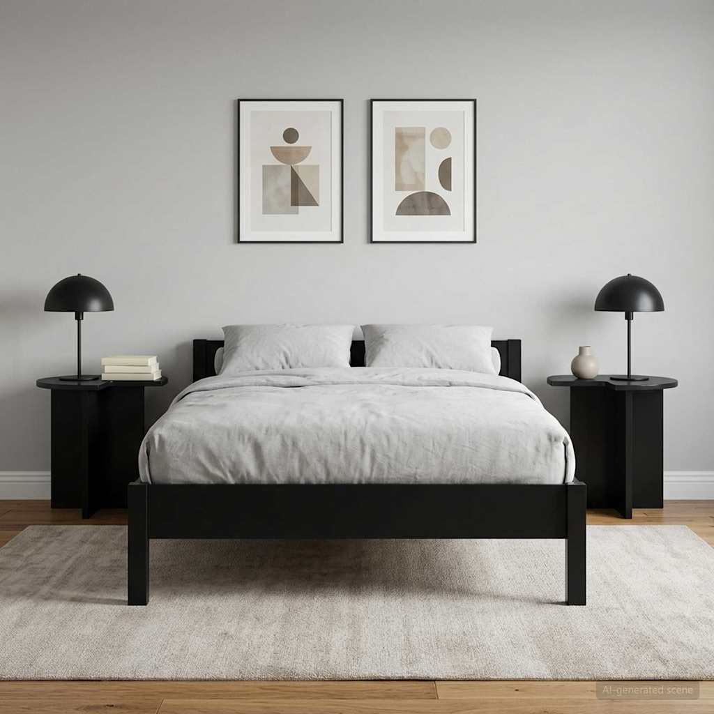 Vidaxl bijzettafel 2 st zwart ø 39 x 38 cm bewerkt hout