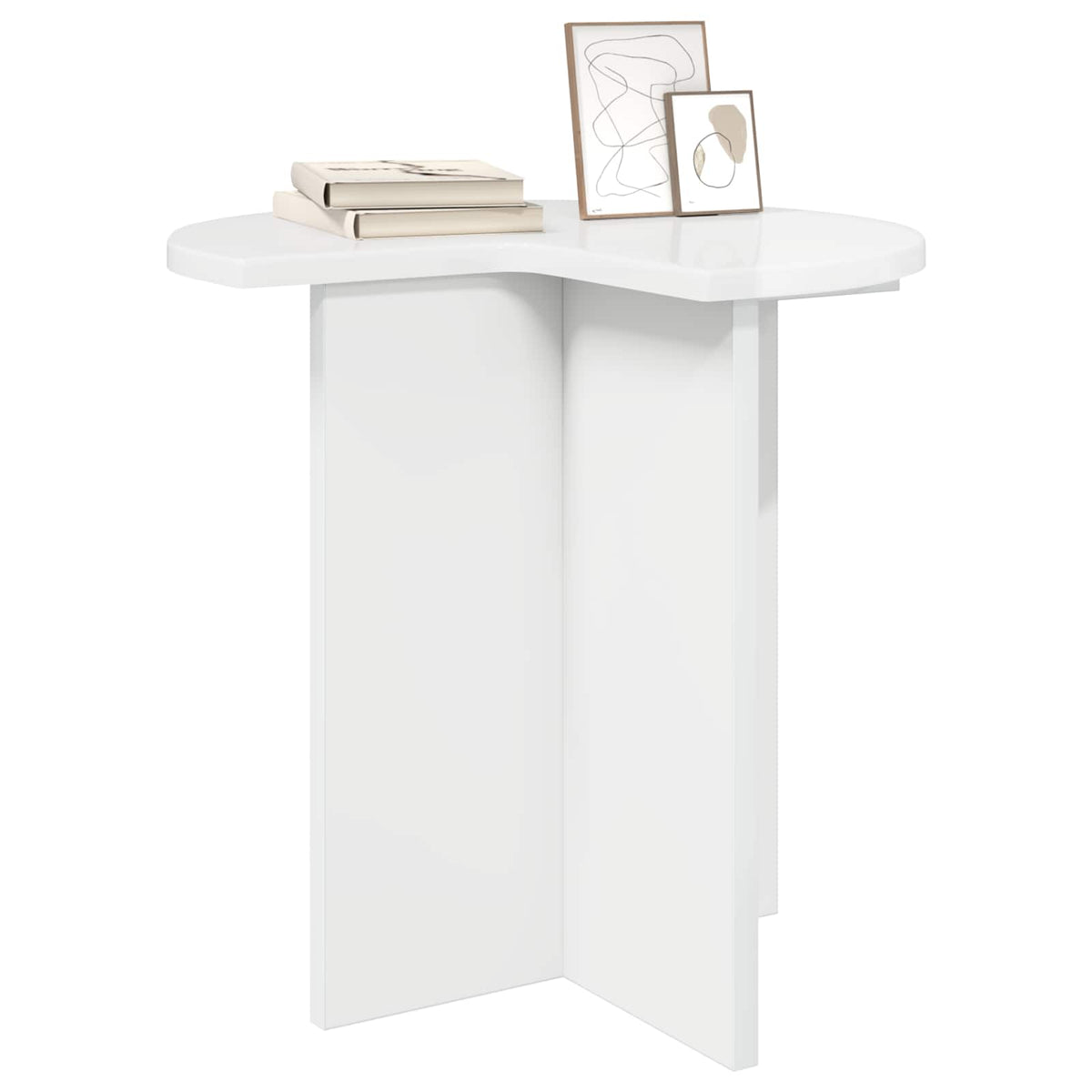Vidaxl bijzettafel hoogglans wit ø 39 x 38 cm bewerkt hout