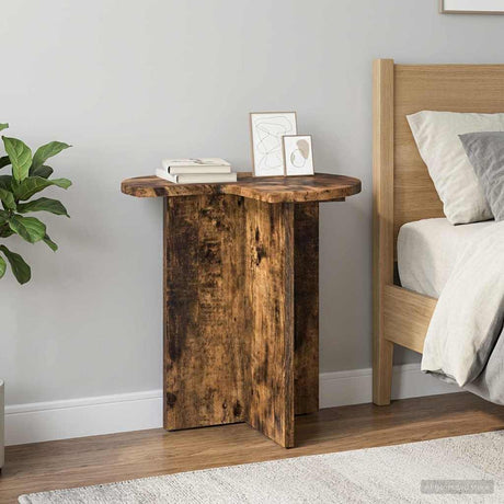Vidaxl bijzettafel gerookt eiken ø 39 x 38 cm bewerkt hout