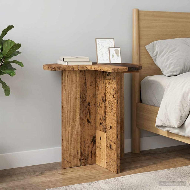 Vidaxl bijzettafel 2 st oud hout ø 39 x 38 cm bewerkt hout