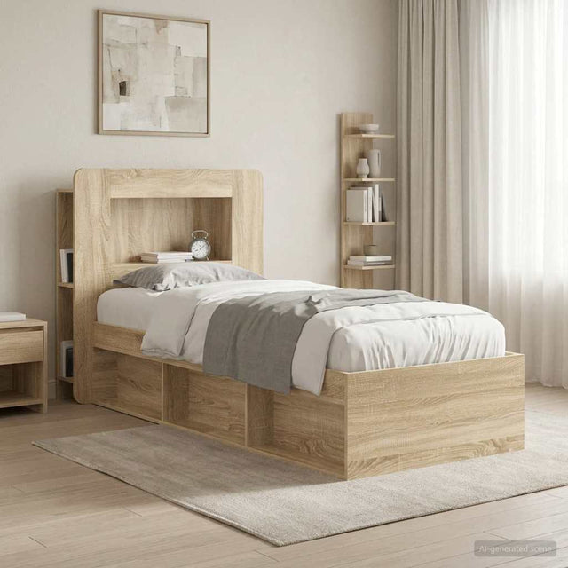 Vidaxl hoofdbordkast met opslag geconstrueerd hout