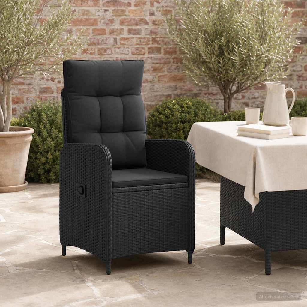 Vidaxl verstelbare tuinstoel zwart poly rattan