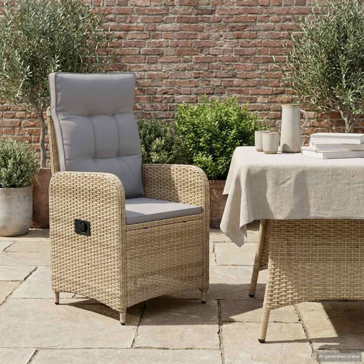 Vidaxl verstelbare tuinstoel beige en licht grijs