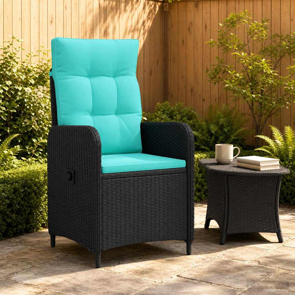 Vidaxl verstelbare tuinstoel zwart en turquoise poly rattan