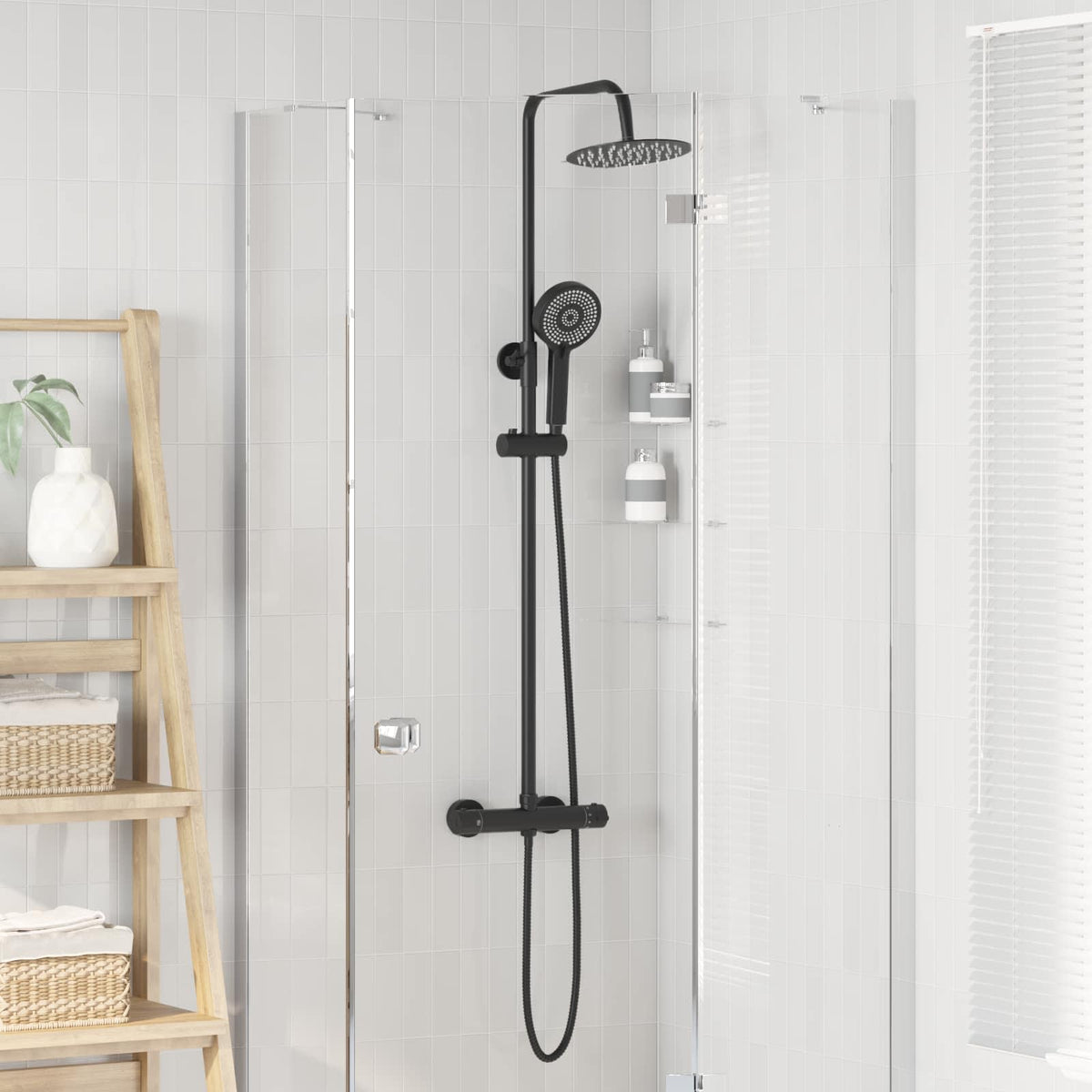 Vidaxl thermostatisch douchesysteem set zwart 27 x 46 x 123 cm rvs 201