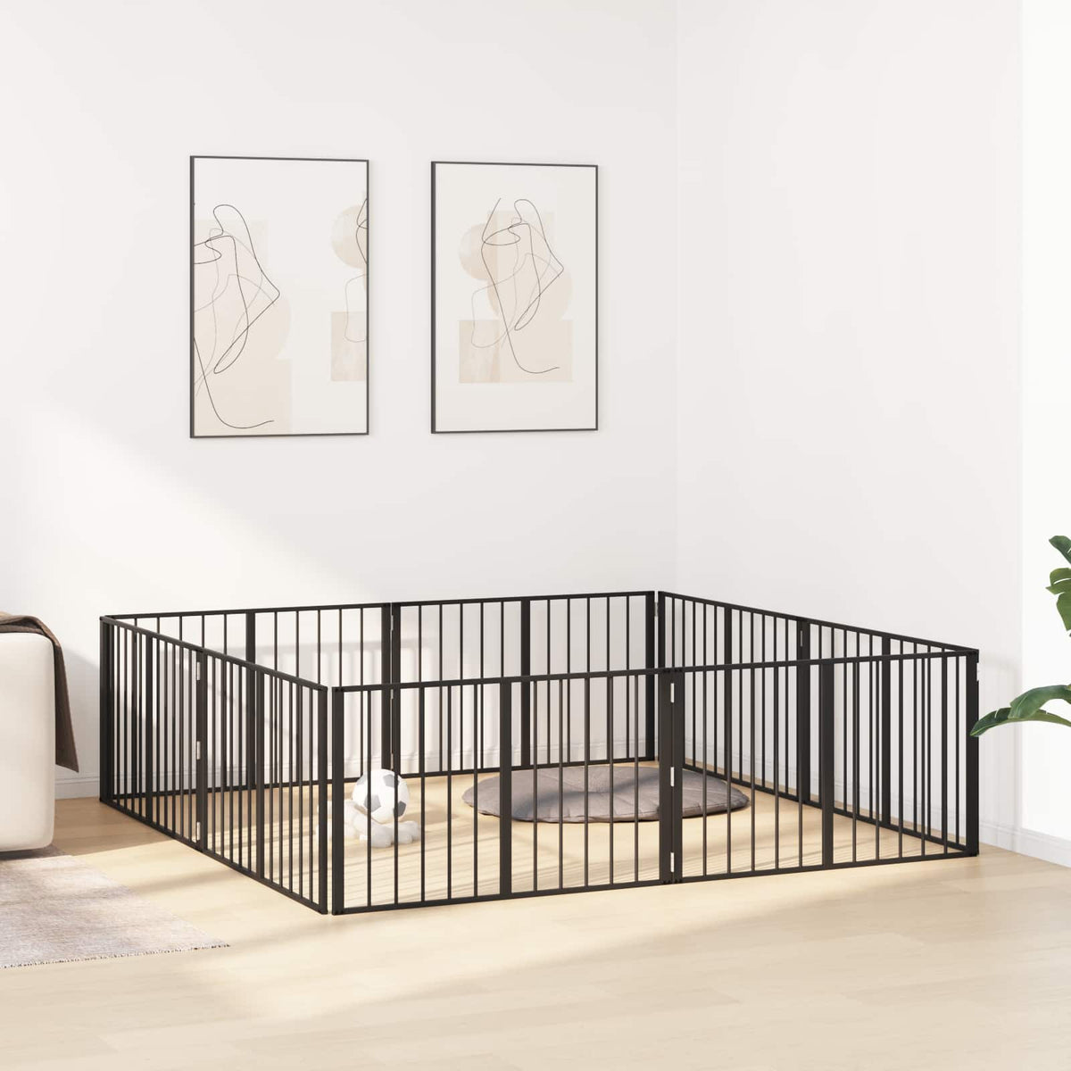 Vidaxl hondenpoort 8 st zwart 100 x 60 cm gegalvaniseerd staal