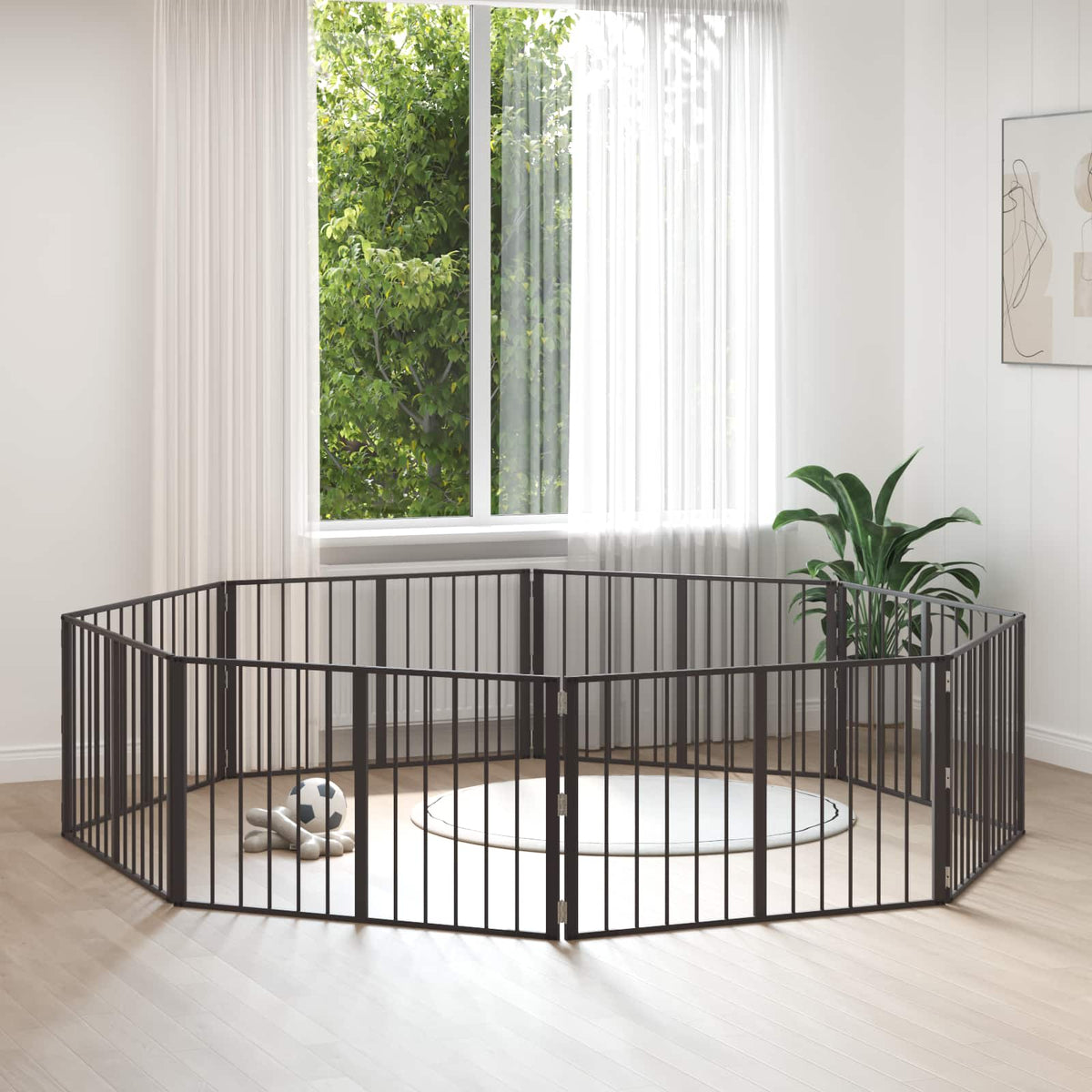 Vidaxl hondenpoort 8 st zwart 100 x 60 cm gegalvaniseerd staal