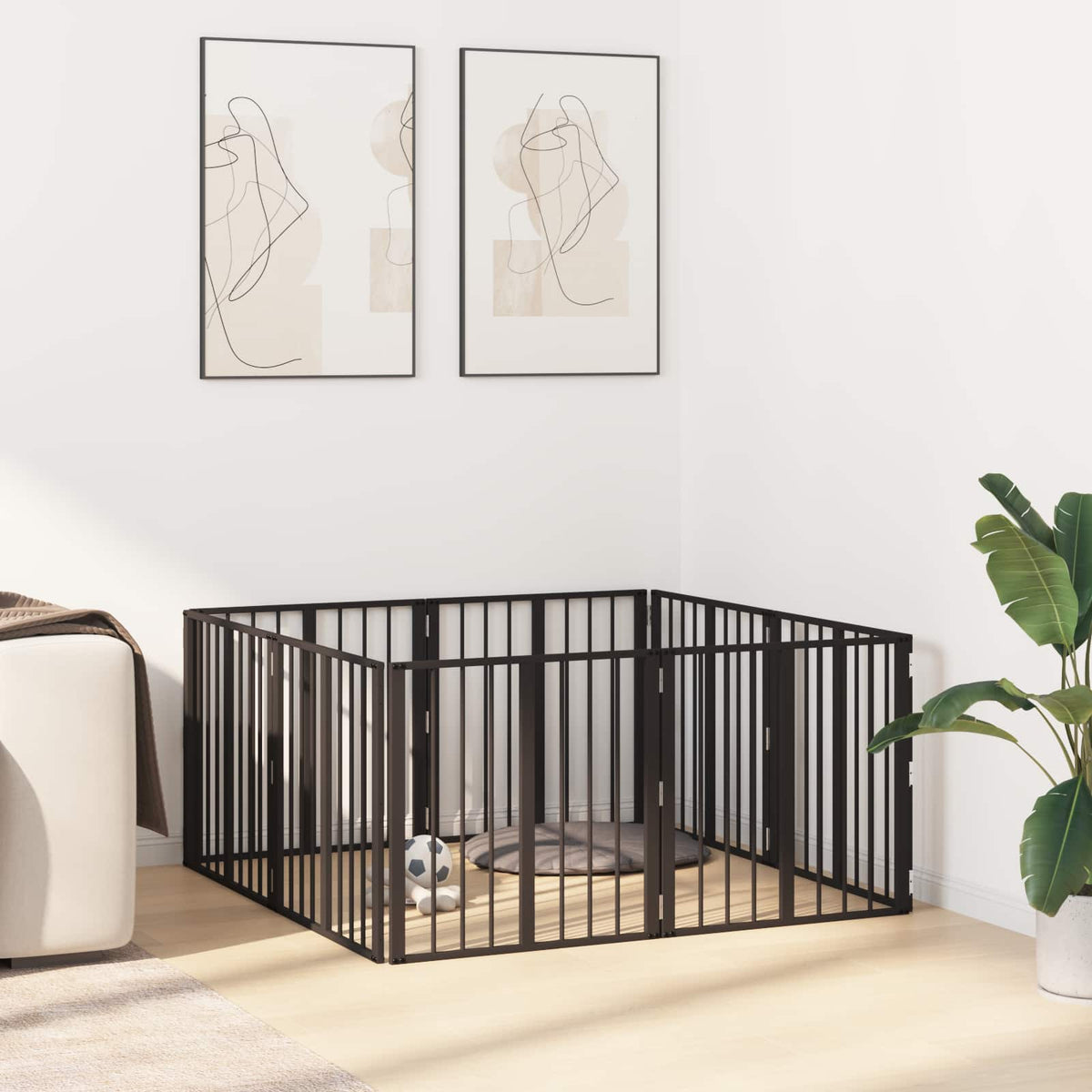 Vidaxl hondenpoort 8 st zwart 60 x 60 cm gegalvaniseerd staal