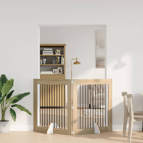 Vidaxl opvouwbaar hondenhek met standaards 2 st sonoma eiken 200,5 cm