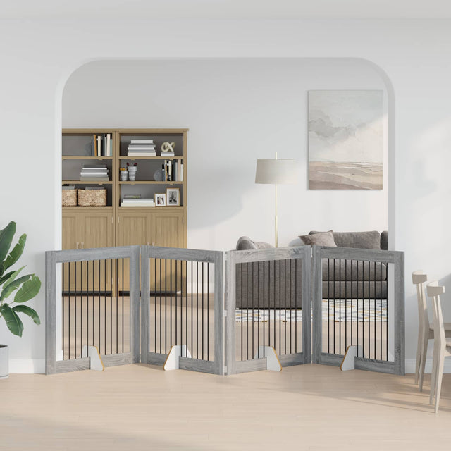 Vidaxl opvouwbaar hondenhek met standaards 4 st grijs sonoma 401 cm