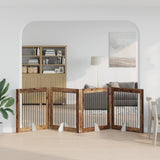Vidaxl opvouwbaar hondenhek met standaards 4 st oud hout 401 cm