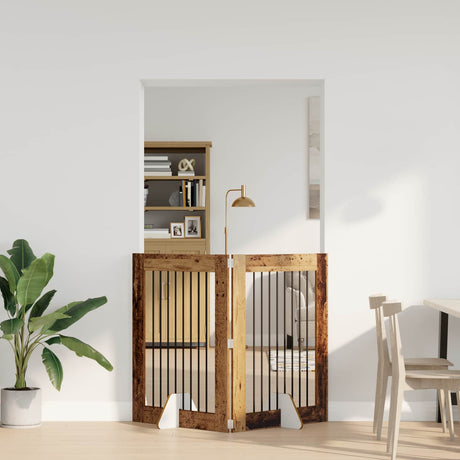 Vidaxl opvouwbaar hondenhek met standaards 2 st oud hout 160,5 cm