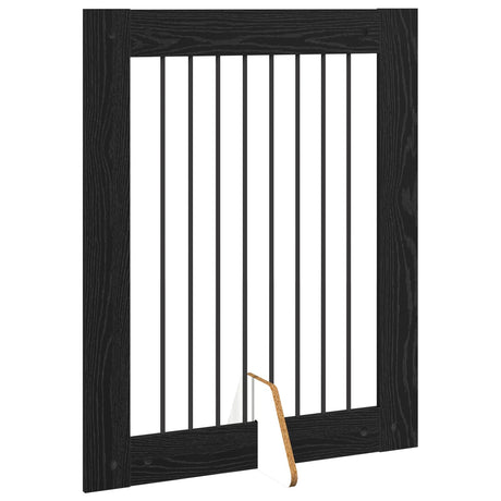 Vidaxl opvouwbaar hondenhek met standaards 4 st zwart eiken 321 cm
