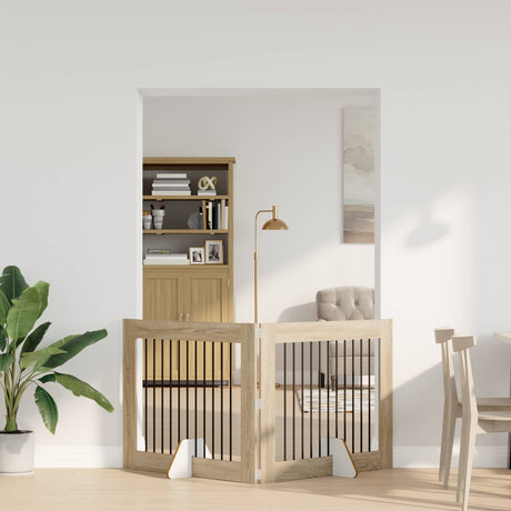 Vidaxl opvouwbaar hondenhek met standaards 2 st sonoma eiken 200,5 cm