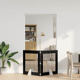 Vidaxl opvouwbaar hondenhek met standaards 2 st zwart eiken 160,5 cm