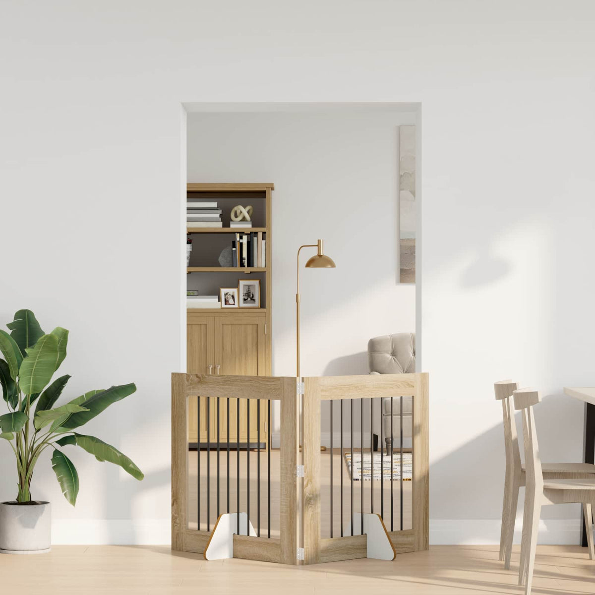 Vidaxl opvouwbaar hondenhek met standaards 2 st sonoma eiken 160,5 cm