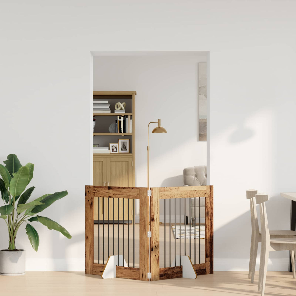 Vidaxl opvouwbaar hondenhek met standaards 2 st oud hout 160,5 cm