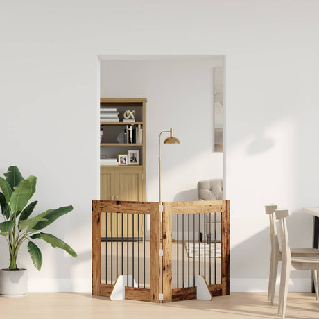 Vidaxl opvouwbaar hondenhek met standaards 2 st oud hout 160,5 cm