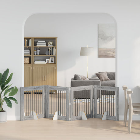 Vidaxl opvouwbaar hondenhek met standaards 4 st grijs sonoma 321 cm