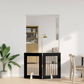 Vidaxl opvouwbaar hondenhek met standaards 2 st zwart eiken 120,5 cm