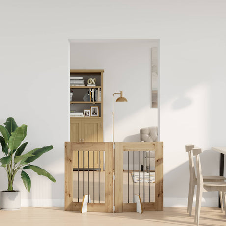 Vidaxl opvouwbaar hondenhek met standaards 2 st artisanaal eiken